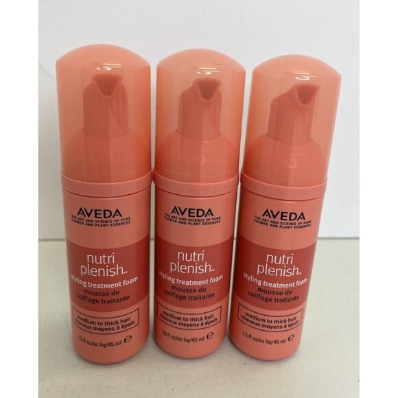 3x Aveda Nutriplenish Styling Treatment Foam 1.5 oz / 45 mL Travel Size 3 pack - Picture 1 of 3